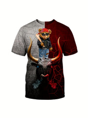 Bear & Bull 3D Print T shirt Men's Street Style Tee Shirt