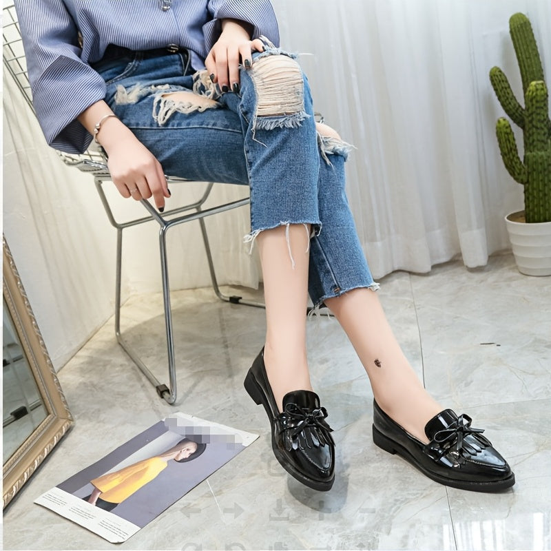 Pointed Toe Slip on Loafers Low Heel Shoes For Women