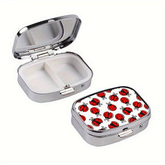 Mini Ladybug Pattern Pill Box Compact Organizer - Metal Medicine Case