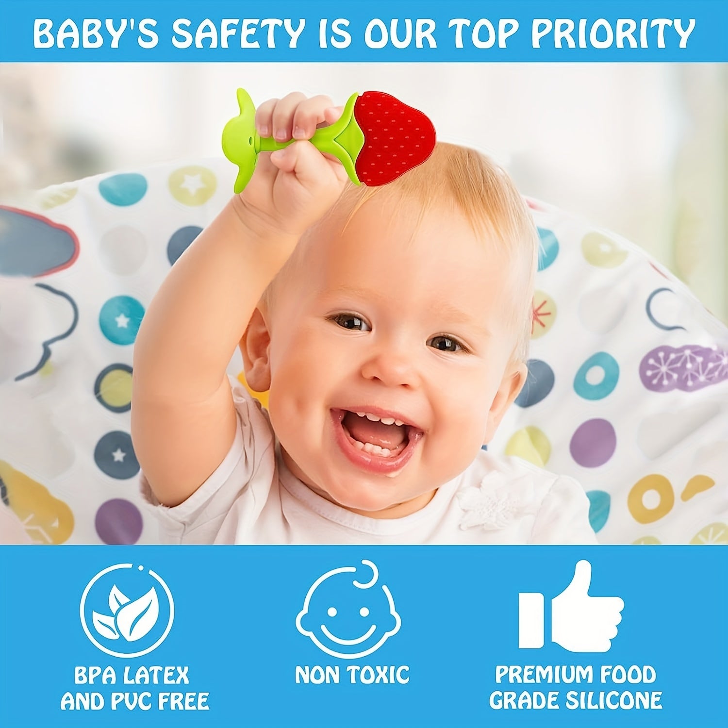 Soft Fruit Teether Silicone Soothing Teething Toy