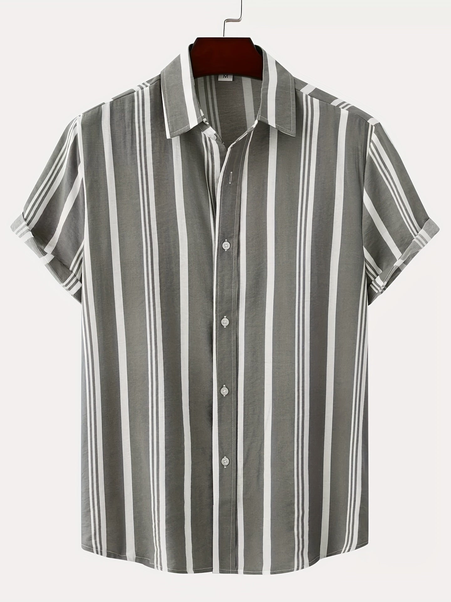 Stripe Print Men's Short Sleeve Shirt for Vacation