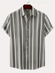 Stripe Print Men's Short Sleeve Shirt for Vacation