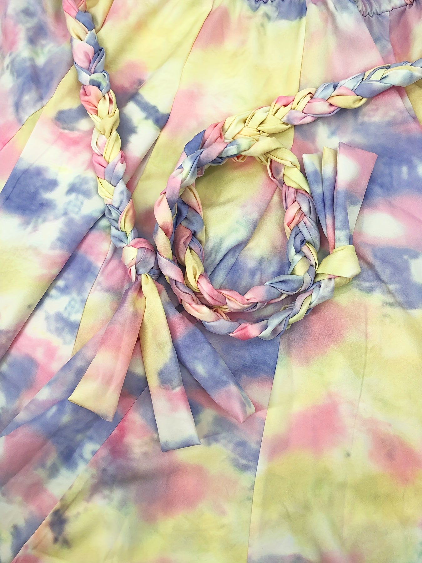  Tie Dye Surplice Neck Mini Dress With Belt