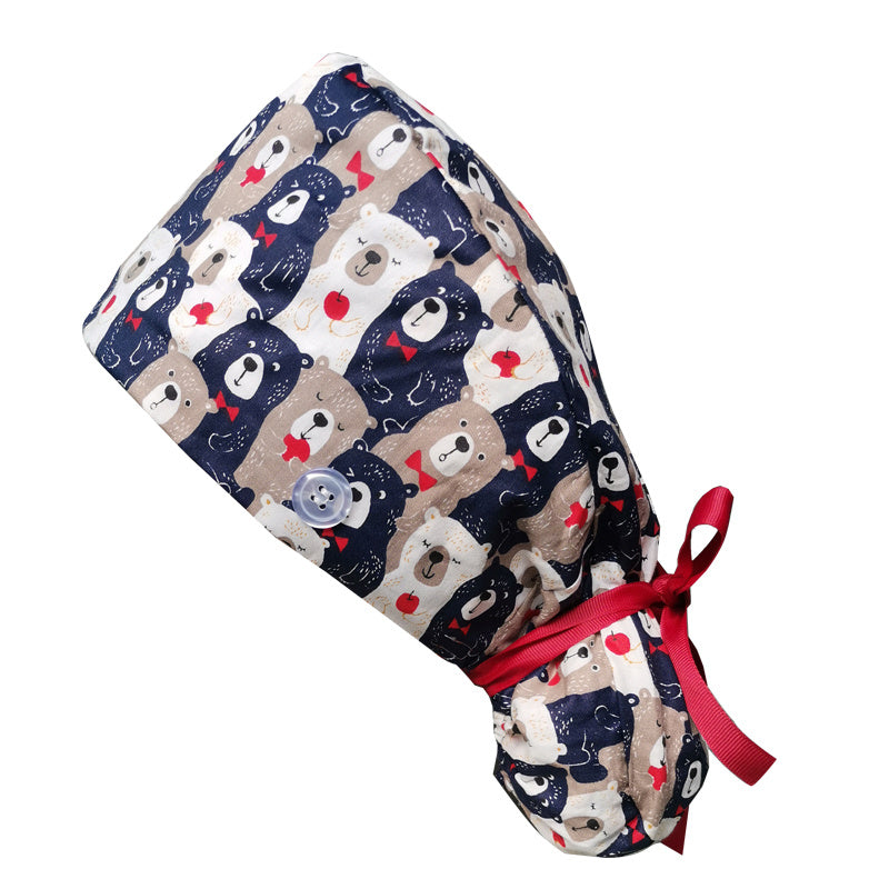 Adjustable Elastic Cotton Work Cap Nurse Cap with Buttons