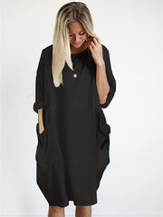  Casual Dress Women's Plain Short Sleeve Loose Dress