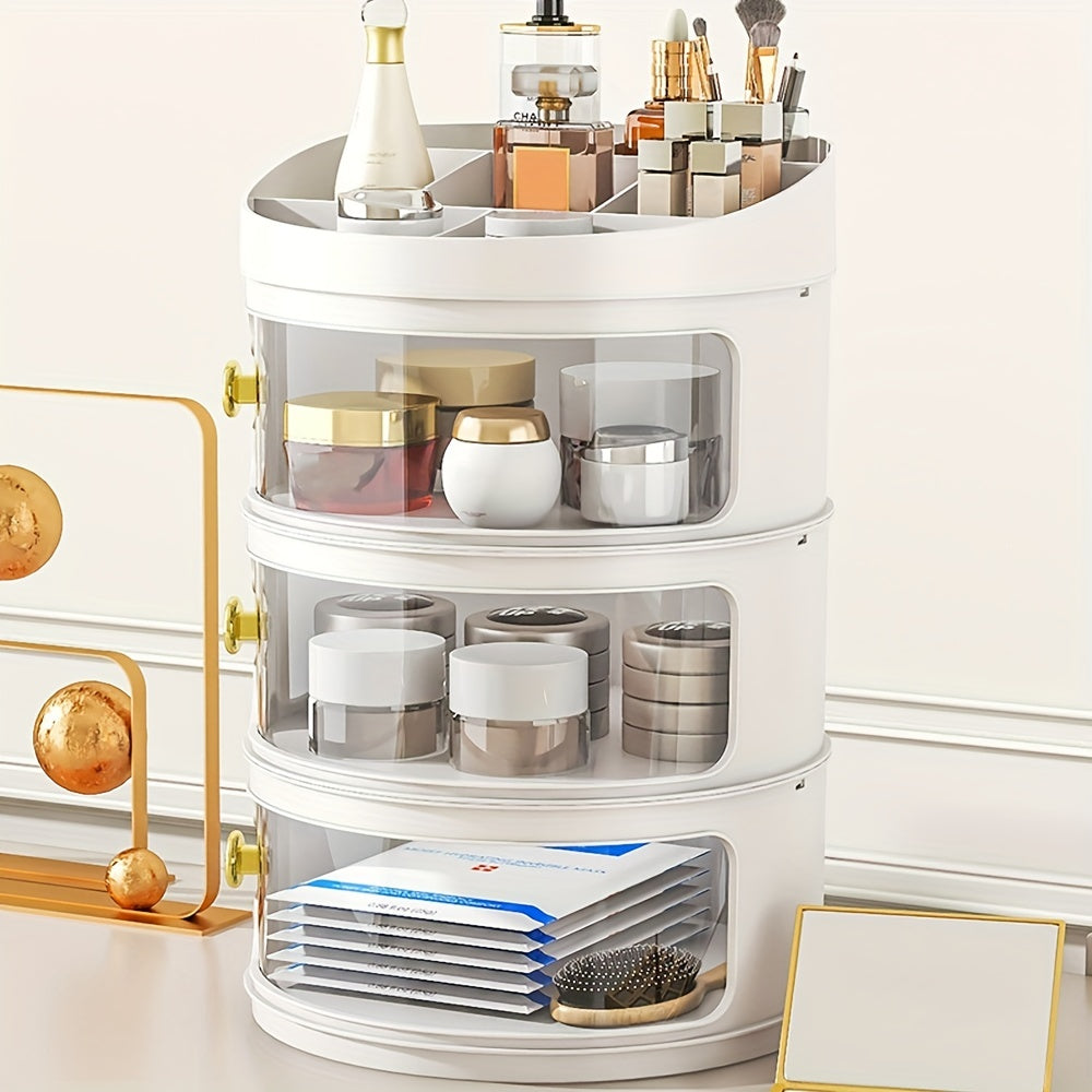 Flip Style Cosmetic Storage Box for Dressing Table and Household Organization