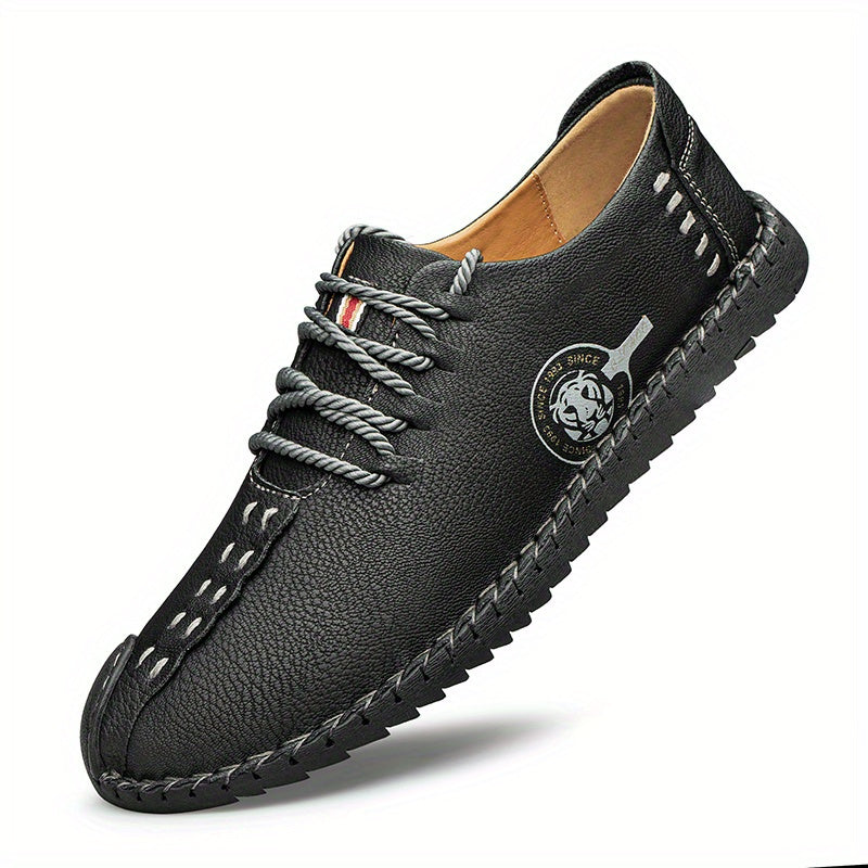 CLOHOO Leather Loafer Shoes Comfortable Lace Up Shoes