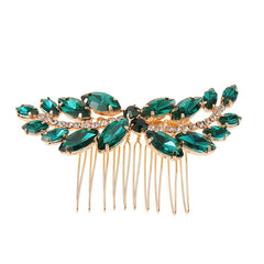 Emerald Green Rhinestone Hair Side Comb Tiara