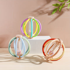 Wooden & Silicone Rattle + Colorful Sand Timer Set