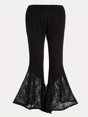  Contrast Lace High Stretch Flare Pants