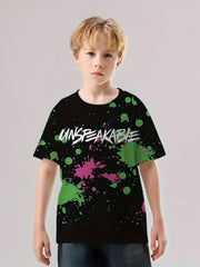 Paint Splash Pattern Kid's T-Shirt UNSPEAKABLE Print Casual Short Sleeve Top