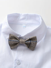 Boys Formal Outfit Set Long Sleeve Bowtie Shirt Pants Vest