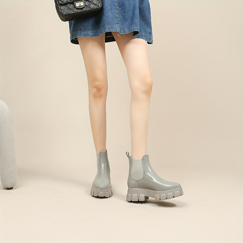 Solid Slip On PVC Rain Boots Water Shoes