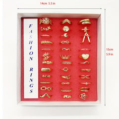 36pcs Mixed Golden Ring Set for Daily Decoration