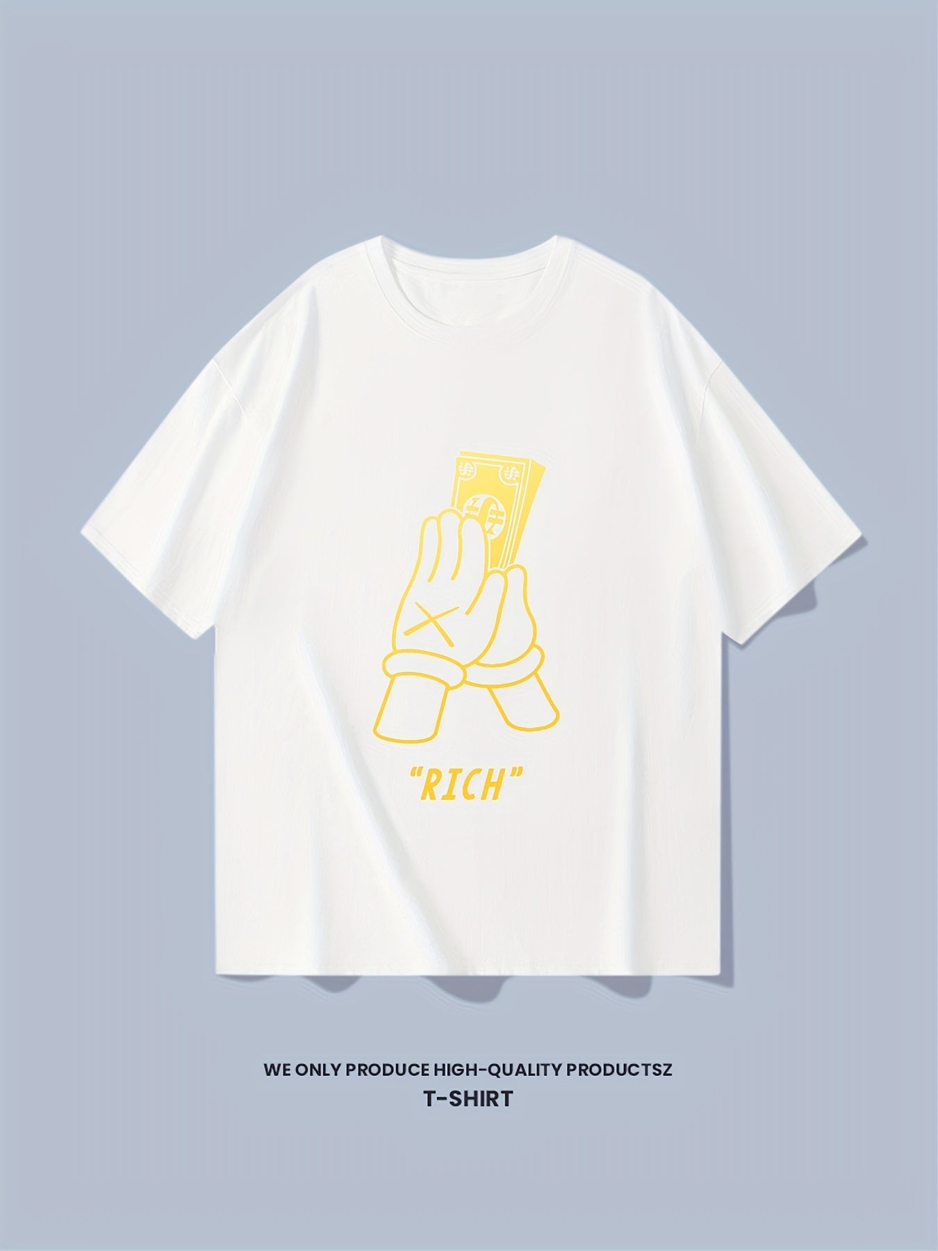 Cotton Pray To Be RICH Money Print Men's Graphic T-shirt