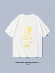 Cotton Pray To Be RICH Money Print Men's Graphic T-shirt