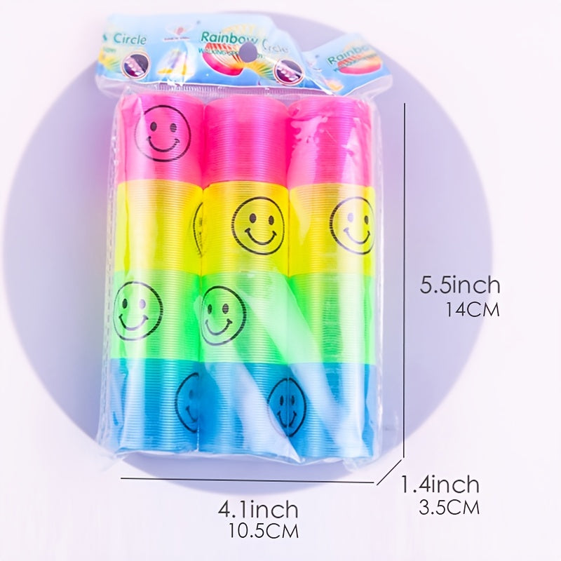 12pcs Mini Rainbow Circles Crystal Toys 3" Diameter Stretch Circles