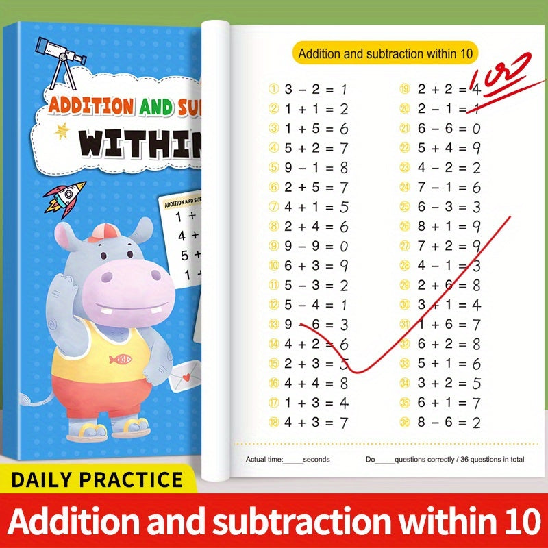 100 Math Operations Practice Books Arithmetic and Writing Skills 4pcs Set