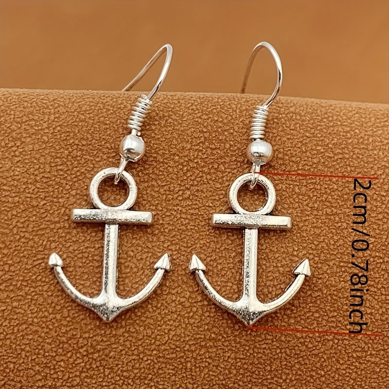 Retro Silvery Anchor Earrings & Fashionable Jewelry for Women