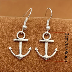 Retro Silvery Anchor Earrings & Fashionable Jewelry for Women