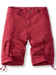 Solid Cotton Men's Cargo Short Pants Lightweight Below Knee Work Outdoors