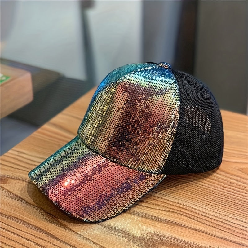 Sequin Sparkly Baseball Cap Y2K Couple Sports Hat Breathable Trucker Hat