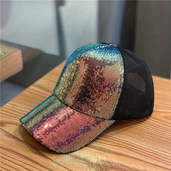 Sequin Sparkly Baseball Cap Y2K Couple Sports Hat Breathable Trucker Hat