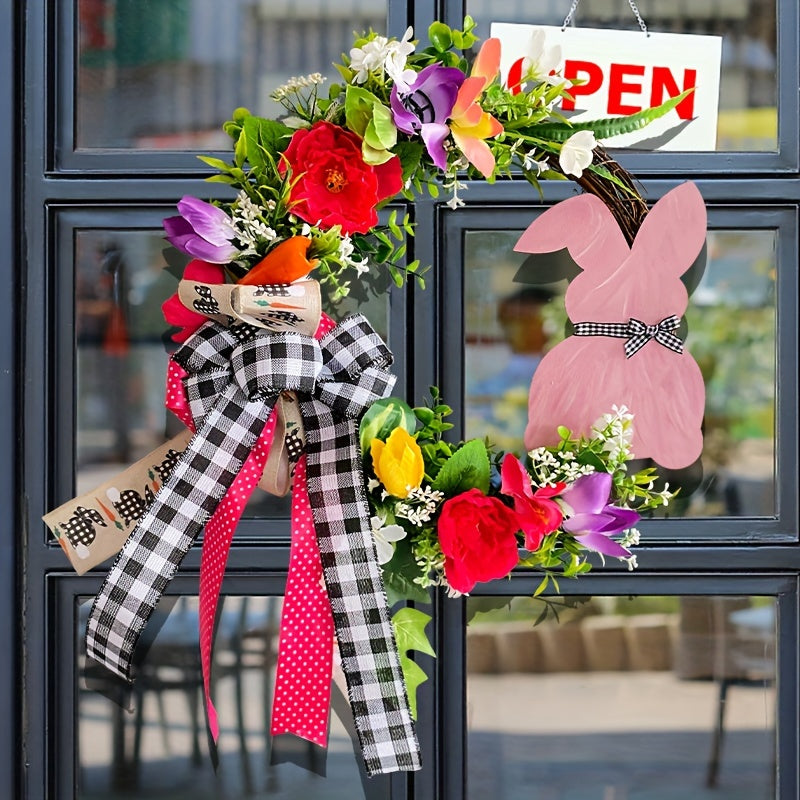 Easter Bunny Wooden Wreath Christmas Hanging Decorations