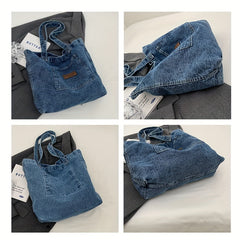 Vintage Denim Shoulder Bag Large Capacity Tote