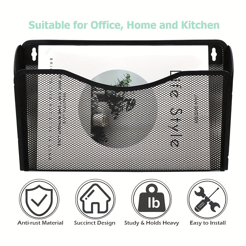 Metal Mesh Pockets Hanging File Organizer Wall File Holder Rack