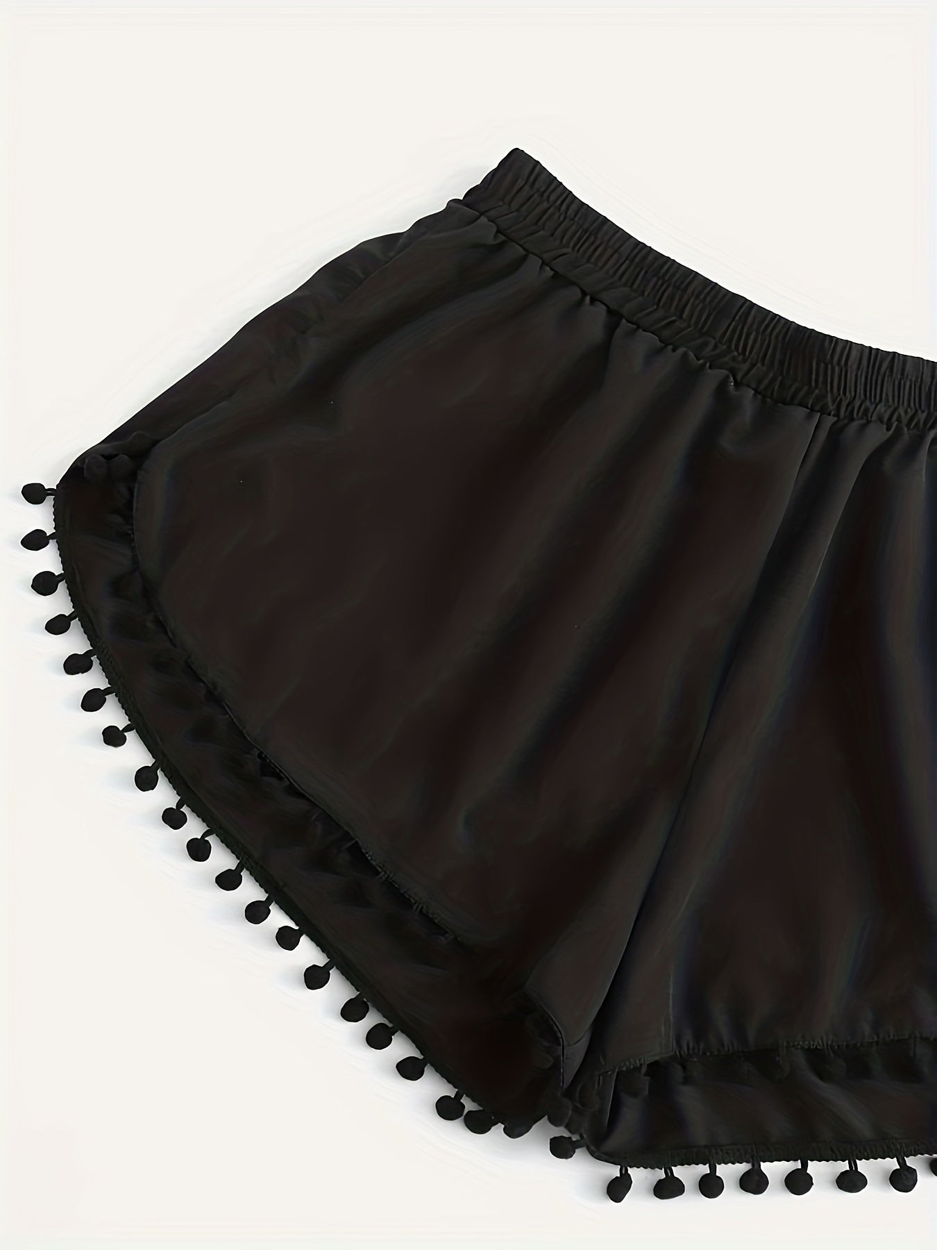 Vacay Shorts Women's Plus Elastic Pompom Trim Stretch Shorts