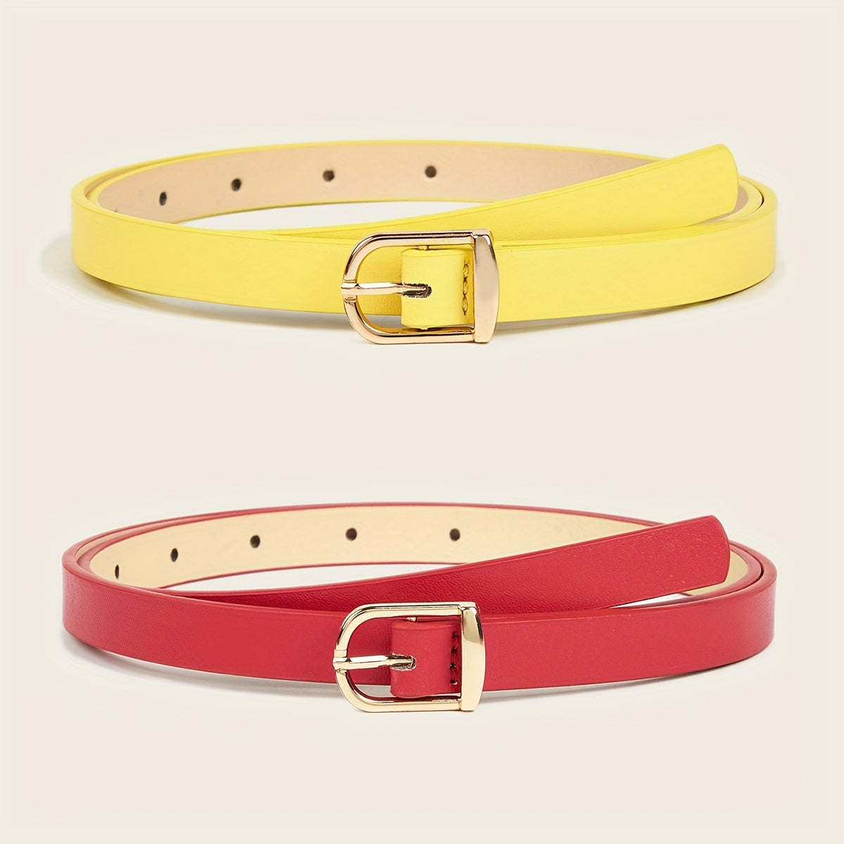 2pcs Square Buckle Belt Girls Casual Decorative Accessories for Pants