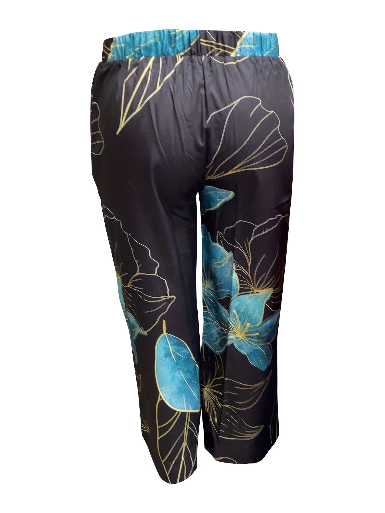 Women's Plus Floral Print V Neck Tank Top & Pants Set