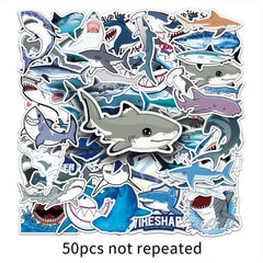 50pcs Shark Stickers Vinyl Decals for Laptops Water Bottles