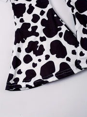 Cow Slim Flare Leg Pants for Toddler Girls