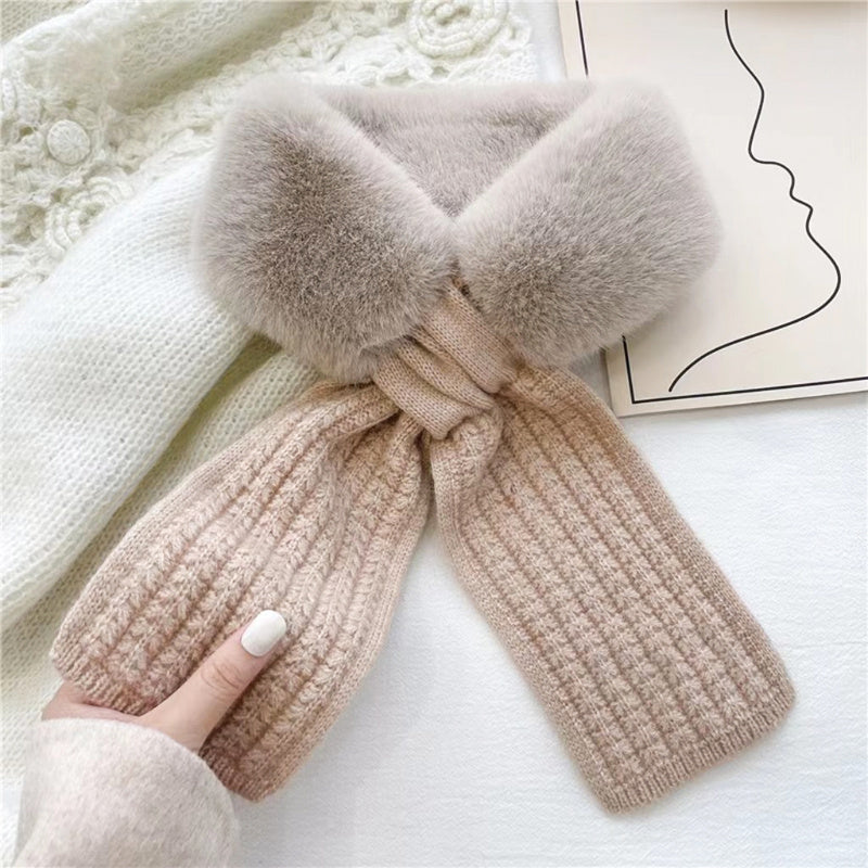 Women's Winter Plush Knitted Scarf Warm Collar