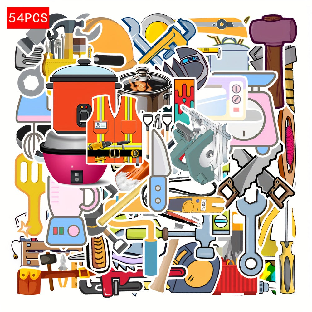 54pcs Anime Tool Mechanical Stickers Self Adhesive PVC DIY Decoration