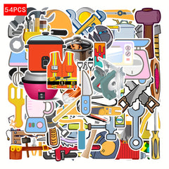 54pcs Anime Tool Mechanical Stickers Self Adhesive PVC DIY Decoration
