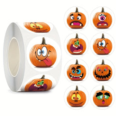 500 Halloween Pumpkin Cartoon Meme Stickers Roll