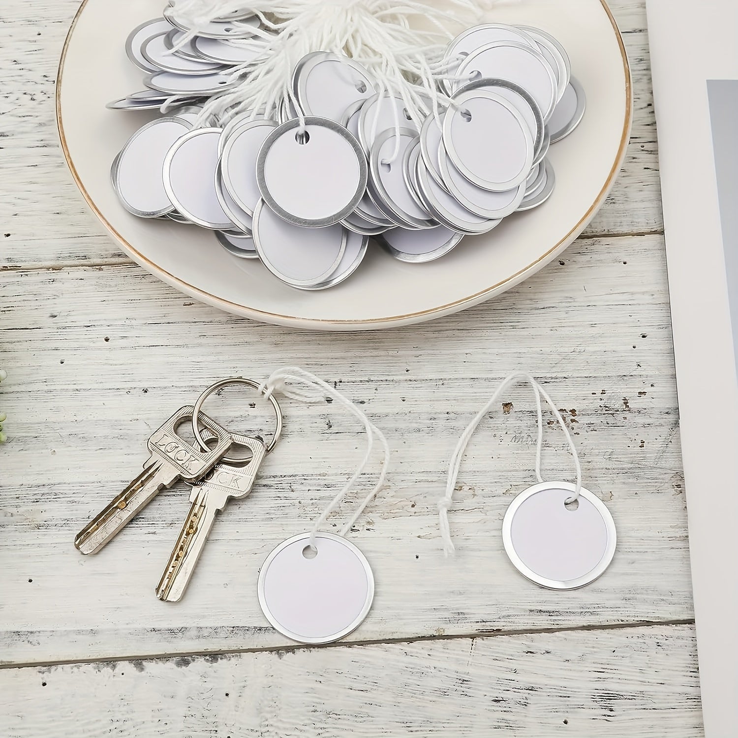 100pcs Metal Rim Key Tags Round Paper Blank Tags