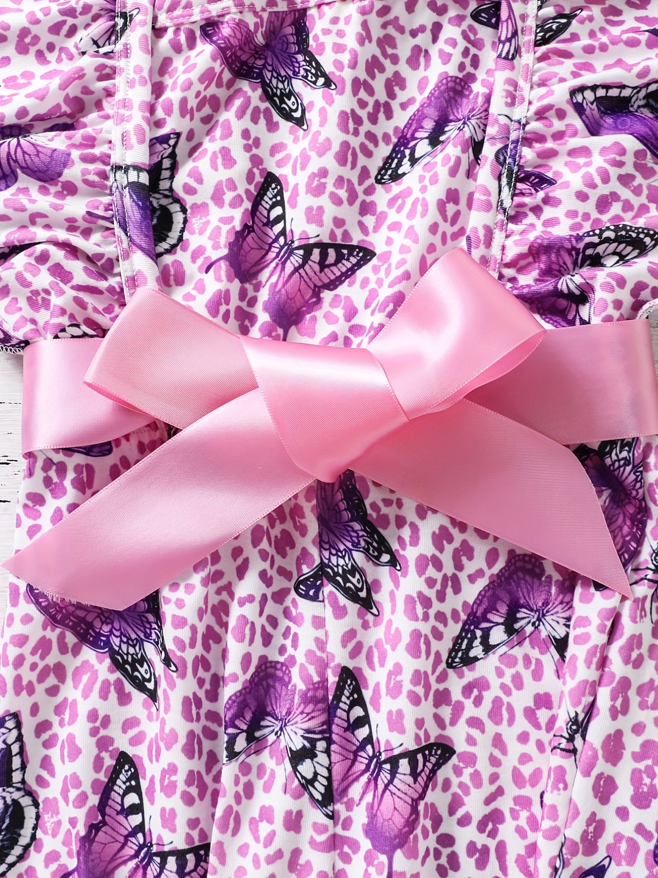 Butterfly Print Ruffle Sleeve Rompers for Kids