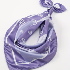 Heart Print Purple Striped Bandana Casual Square Scarf Neckerchief Women