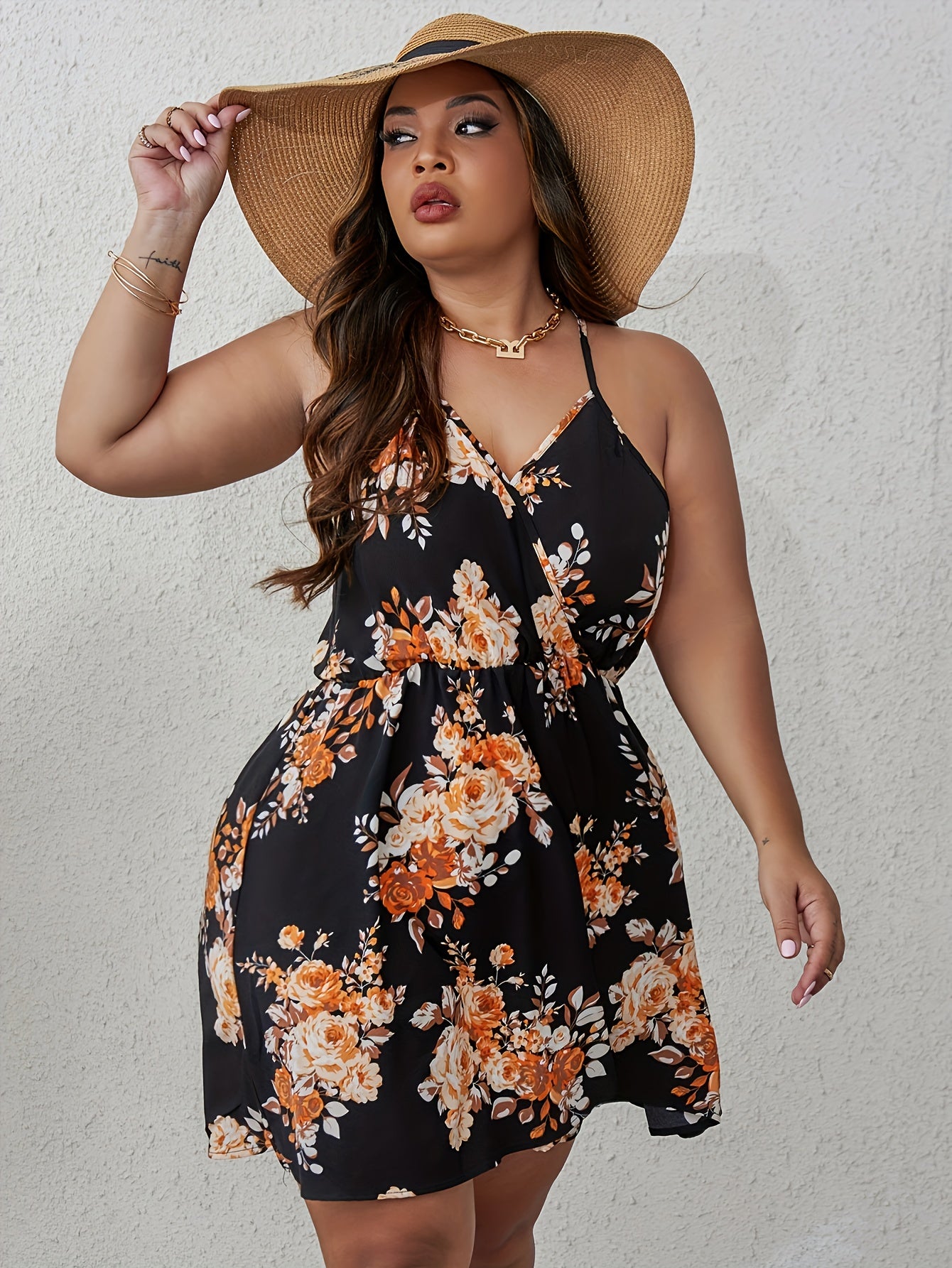  Sexy Floral Print Mini Dress