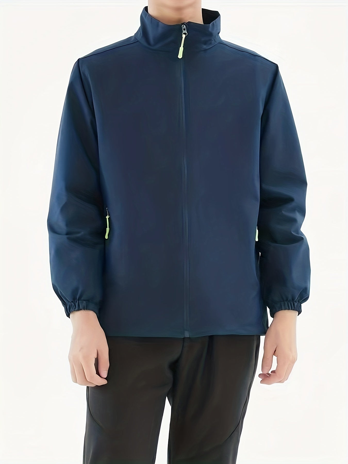 Men's Casual Stand Collar Windbreaker Jacket Zip Up Coat for Spring Fall