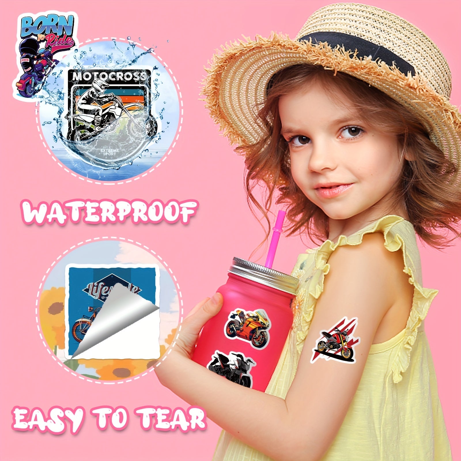 50pcs Motorcycle Stickers Vinyl Waterproof Cartoon Stickers