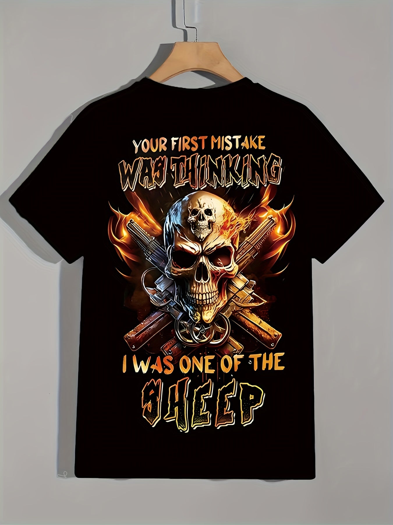 Skull 3d Print Men's T shirt Autumn Tee