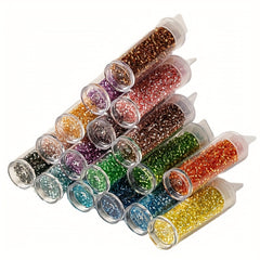 1200pcs 2MM Boho Glass Seed Beads Sliver Lined Multiple Colors