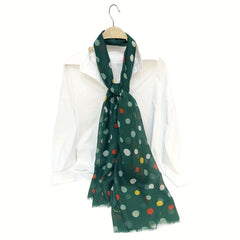 Polka Dot Print Scarf Warm Shawl Women Frayed Edge Head Wrap