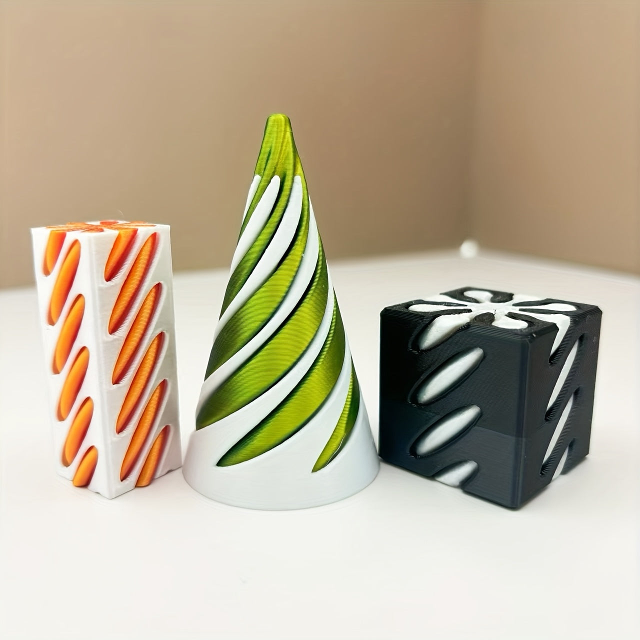 3D Printed Dual Push Spiral Cone Ornament