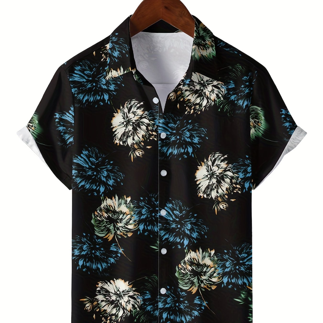 Men's Floral Camp Collar Bowling Shirt Short Sleeve Hawaiian Casual